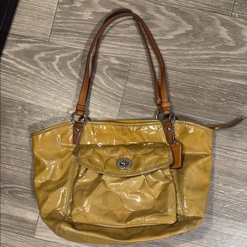 Coach Yellow Patent Leather Shoulder Bag